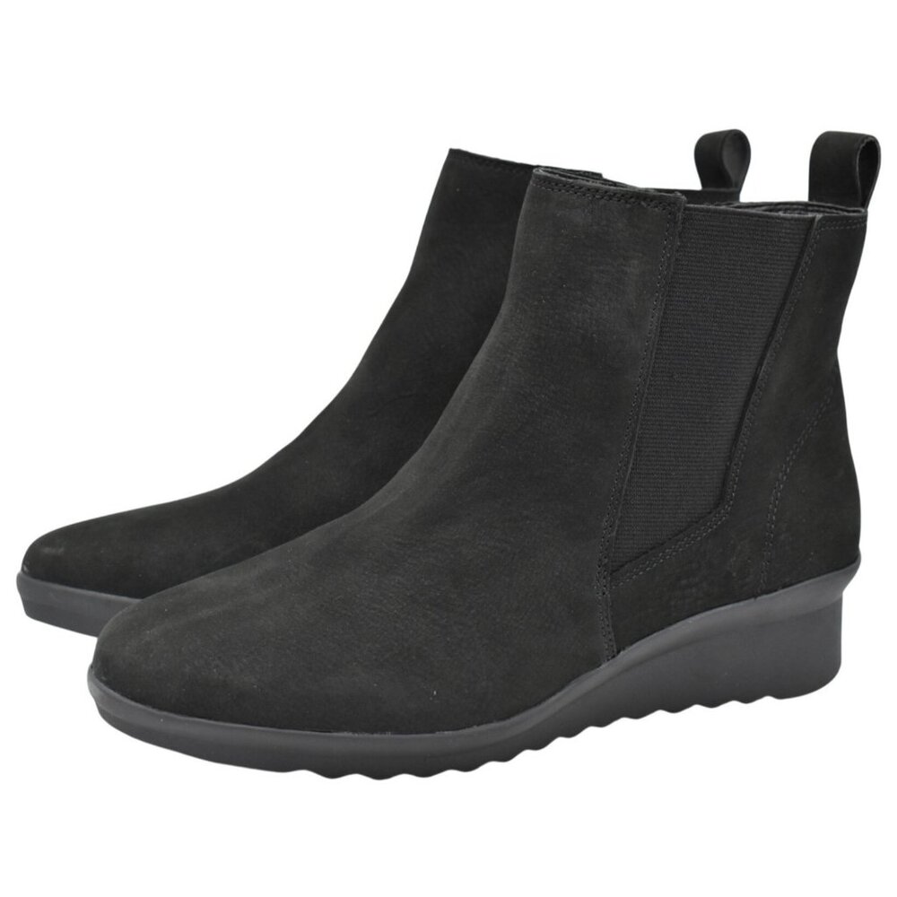 Blondo Womens Size 7.5 Shaya Black Suede Wedge Waterproof Boots Booties Shoes